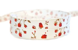 Lint met roosjes rood