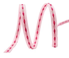 Lichtroze lint met roze stiksels