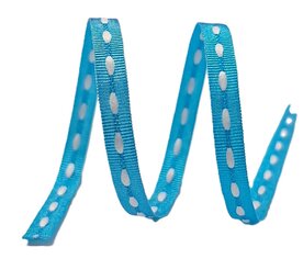 Blauw lint met witte stiksels