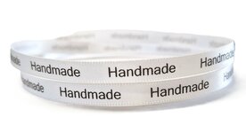 Wit tekst lint handmade