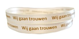Satijnlint Wij gaan trouwen ivoor