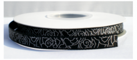 Grosgrain lint roos zwart/zilver