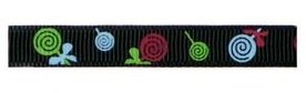 Zwart lint met lolly's,10 mm