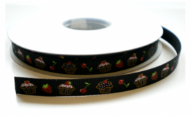 Zwart taartjes lint,10 mm