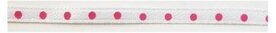 Wit lint met fuchsia stipjes 3mm
