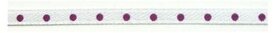 Wit lint met paarse stipjes 3mm