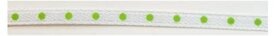 Wit lint met groene stipjes 3mm