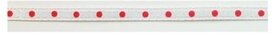 Wit lint met rood stipjes 3mm