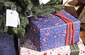 Inpak papier blauw/rood wintertime