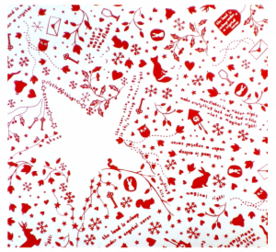 Inpak papier wit/rood wintertime