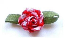 Rood geruit roosje op strikje, 20mm