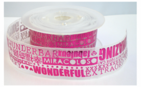 Amazing organzalint, wit/fuchsia, 25 mm