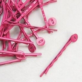 Roze haarspeld met plakschijfje, 50 st