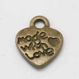 Made w love hart bedeltjes,50st brons