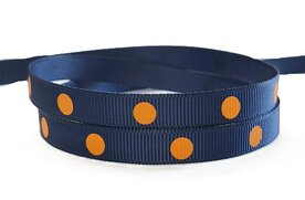 Dots lint marine/oranje 4mtr