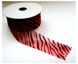 Donker rood organza zebra print lint