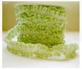 Geruit roezel lint,groen