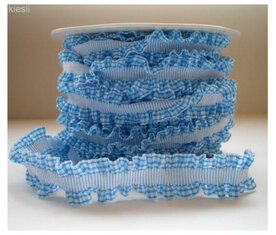 Geruit roezel lint blauw