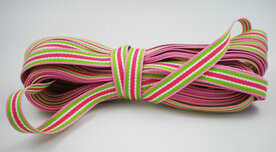 Grosgrain lint gestreept roze/groen
