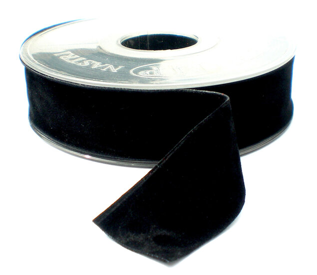 Pasen strategie dik Fluweel lint dubbelzijdig zwart 25mm breed,rol - Lint groothandel Kiesli